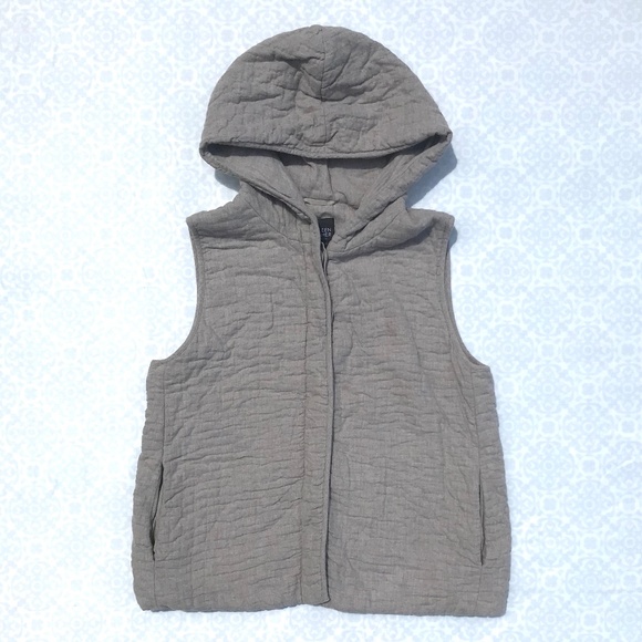 Eileen Fisher Jackets & Blazers - Eileen Fisher Padded Cotton Zip up Vest with Hood